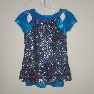 Costume Gallery Dance multicolor sequin dance outfit with shorts LC large child